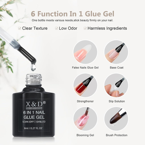 X&d Kit De Uñas Postizas De Gel Suave, Cobertura Completa, P