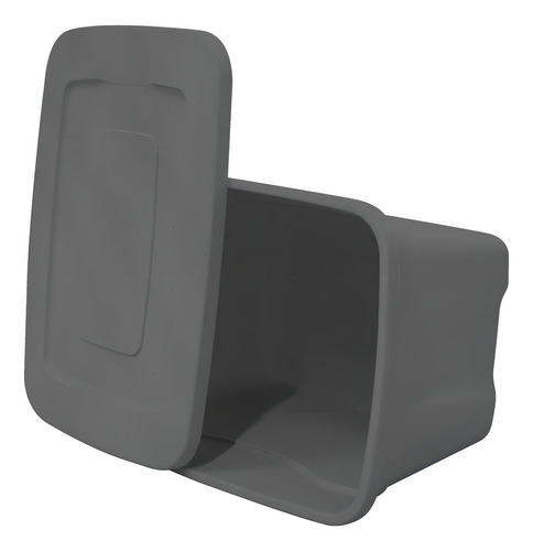 Caja De Plastico De 68 Litros Color Gris Liso