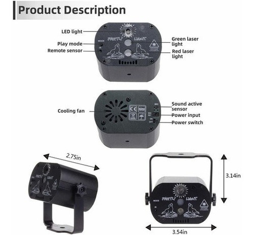 Luces Fiesta Laser Dj Audioritmicas Estroboscopica Proyector