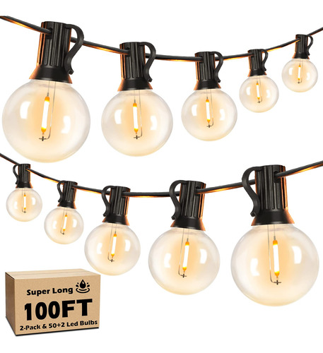 Cadena De Luces Led De 100 Pies Para Exteriores, Globo G40,