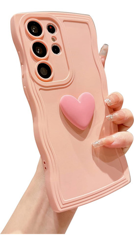 Funda Samsung Galaxy S23 Ultra 3d Silicona Love Heart Rosa