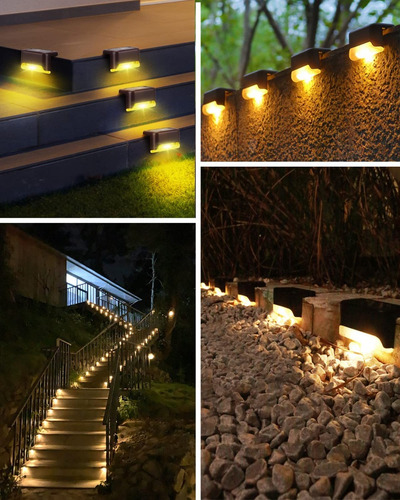 X4 Lampara Solar Led Escalones Jardín Exterior Iluminación Estructura Luz Cálida