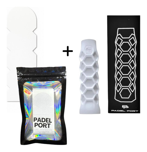 Kit Grip Tipo Hesacore Blanco + Protector De Pala Aleta Blanco
