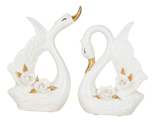 2 Piezas Pareja Estatuas De Cisne Figuras De Cisne Adornado