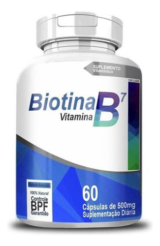 Biotina B7 500mg 60 Capsulas Sabor Sem Sabor