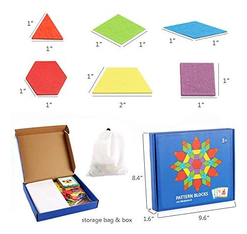 Imagen 5 de 7 de Juego De Mesa 155 Bloques De Madera Con Forma Geométrica