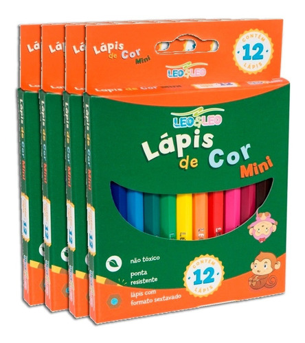 Kit 4 Mini Lapis Coloridos Colorir Infantil Ponta Resistente