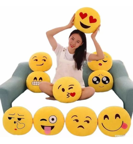 Set  De 2 Taza Carita Y 1 Almohad Cojin Carita Surtido Emoji