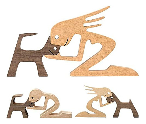 Fhtdw Regalo Único Madera Tallada A Mano Perro Estatua Human