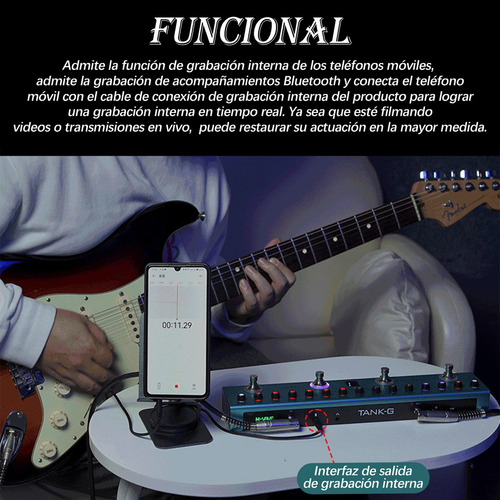 Efecto De Guitarra Tank G Tank B Profesional Y Portátil Azul Acero