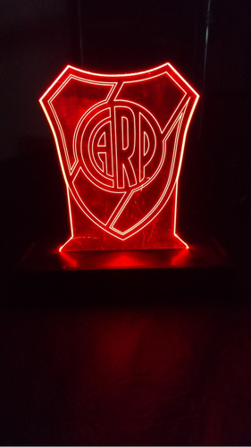 Lámpara Acrilico Decoración Boca River Led Estructura Negro Pantalla Eleccion