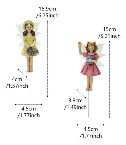 2x Mini Fairy Estátua Jardim Stakes Miniature Fairy