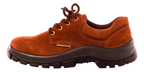 Zapato De Trabajo Cuero Nobuck Marr n Punta Acero Worksafe