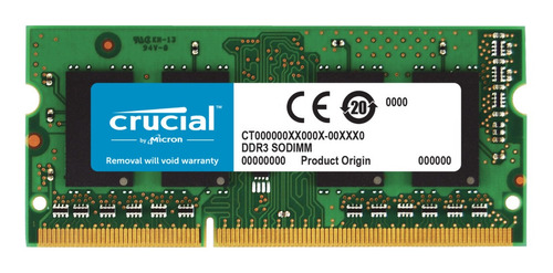 Imagen 1 de 1 de Memoria RAM color verde  8GB 1 Crucial CT102464BF160B