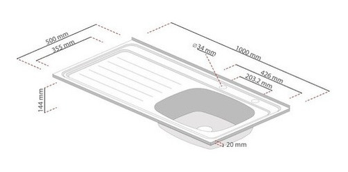 Imagen 3 de 8 de Lavaplatos Sobreponer 1000x500 Comb. Izquierdo Splendid