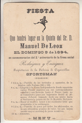 1894 Ephemera Uruguay Invitacion Firma Rodriguez Enriquez