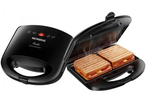 Imagem 2 de 5 de Sanduicheira Grill Mondial 127v Antiaderente Pratic Sn-01