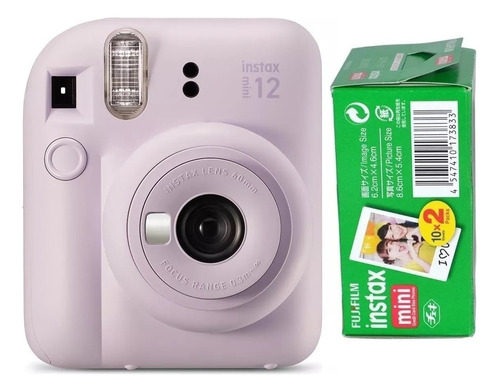 Cámara instantánea Fujifilm Instax Mini 12 con 20 fotos en color lila