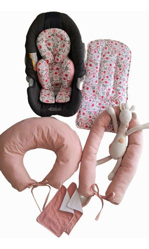 Set Nacimiento Almohadon De Amamantar Nidito Reductor Y Mas Mariposas Rosa Bebe Y Rosa Viejo Liso