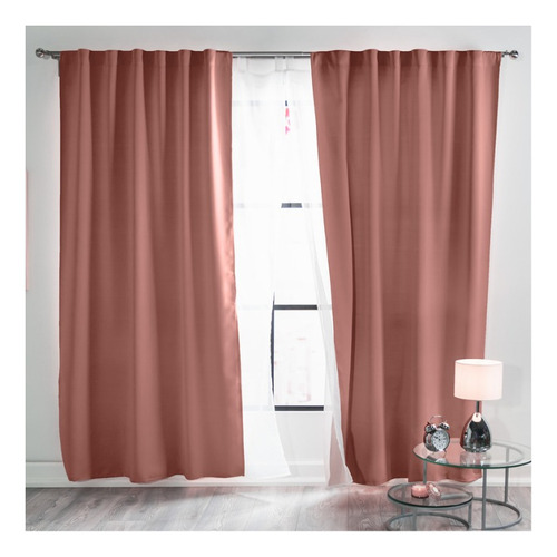 Cortinas Blackout Deep Rose Larga Vianney Color Rosa