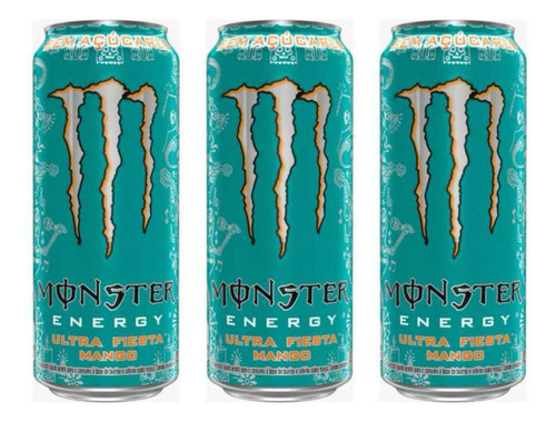 Kit 3un Energético Monster Ultra Fiesta Mango Zero Açúcar