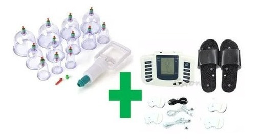 Kit Terapeútico 12 Ventosas + Electroestimulador C Sandalias