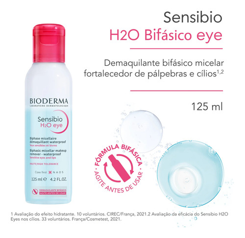 Bioderma sensibio h2o eye solução micelar bifásica 125ml