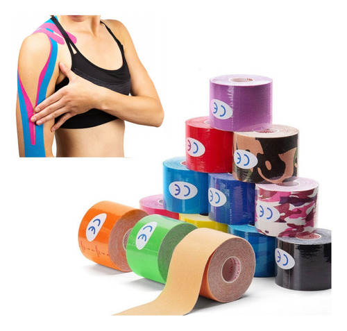 Kit 5 Bandagem Kinesio Tape 5m Fita Adesiva Fisioterapia Cor