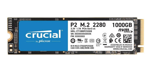 Crucial Ssd 1tb Disco Solido M.2 Nvme P2 Ct1000p2ssd8 Tranza