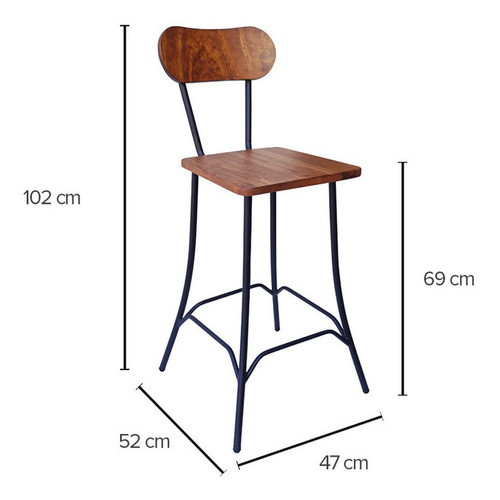 Banco Ouzo Asiento Cuadrado Respaldo En Madera Marca Durex