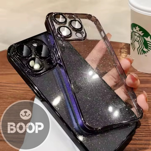 Funda Para Iphone 15 16 Con Brillos Y Protector De Cámara Plateado Iphone 16 Pro Max