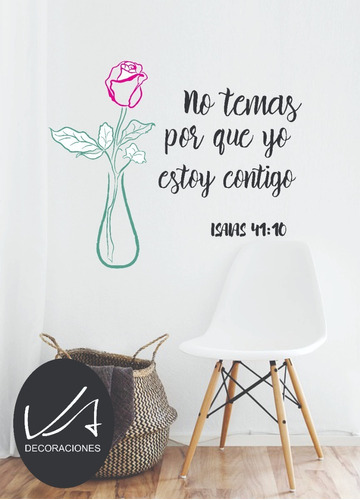 Adorno Decoracion En Vinil Con Frase Bíblica Cristiana 