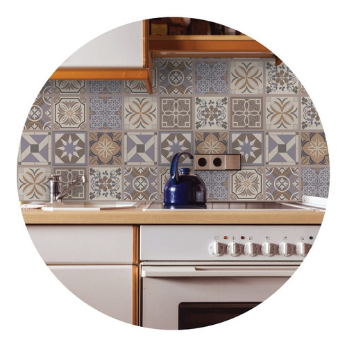 Adhesivo para azulejos, 10 x 10 cm, 200 pulgadas, beige y lila lavanda