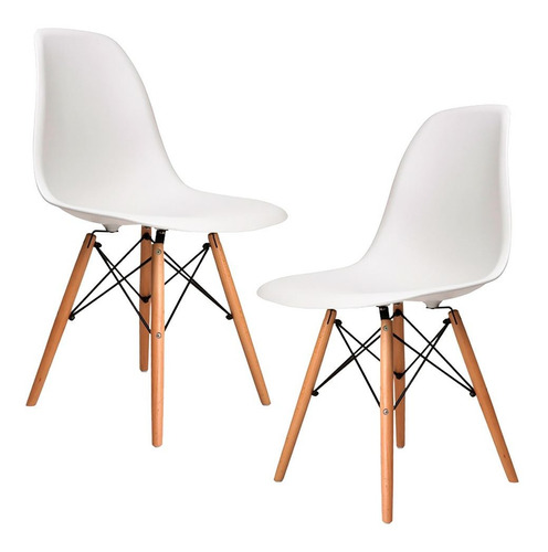 2 Sillas Eames Cocina Comedor Living Color Blanco Disershop