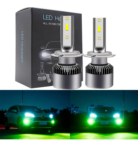 Luces Mini Turboled Canbus Csp  H4 Verde Limon 8000lm