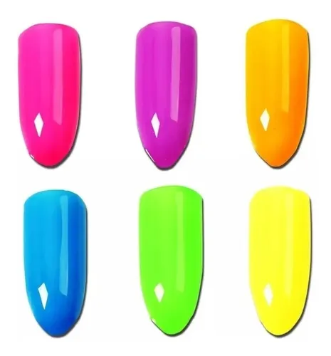 comprar 6 Potinhos Pó Neon Glitter Fino Decoração De Unhas Nail Art