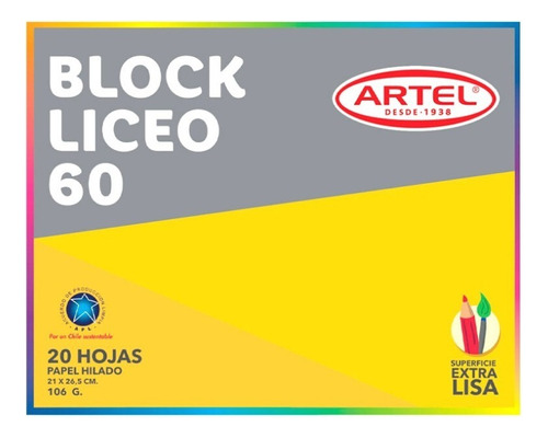 Block De Dibujo Liceo N°60 20 Hojas Artel Pack X 3