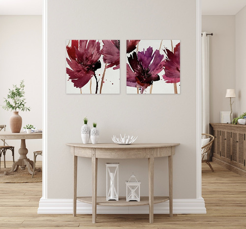 Flores Amapolas Vino Sala/baño Cuadros Decorativos Canvas