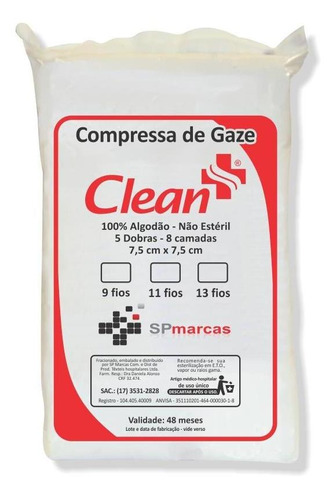 Compressa De Gaze - 9 Fios  - Clean