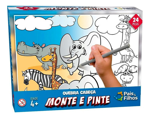 Puzzle Para Pintar Safari 24 Piezas - Vamos A Jugar