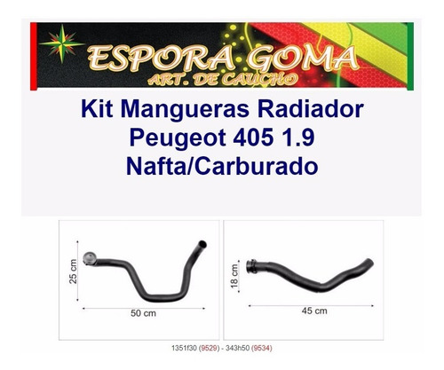 Imagen 2 de 4 de Kit Mangueras Radiador Peugeot 405 1.9 Nafta / Carburado