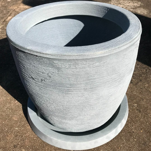 Prato Redondo 41cm Para Vasos De Planta De Chão Polietileno Cor Cinza