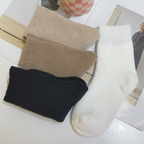 Calcetines Gruesos Para Mujer, De Algodón Cálido, Color Liso