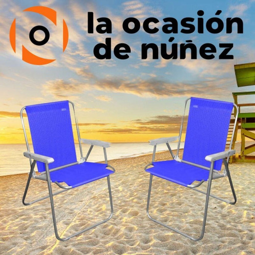 Imagen 4 de 7 de Reposera Aluminio Silla Alta Sillon 1 Posicion X 2 Unidades