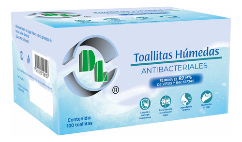 Toallitas Húmedas Antibacteriales Caja Con 100 Piezas