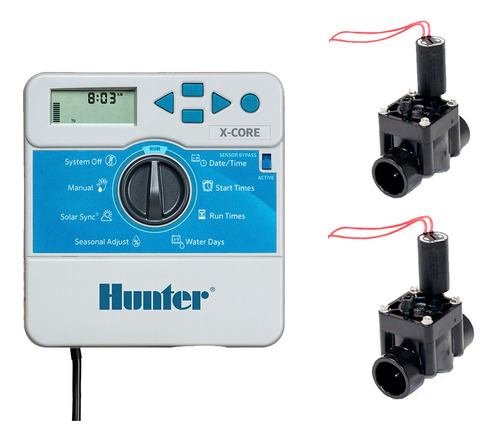 Combo Riego Hunter Programador Xcore 2 + 2 Valvula Solenoide