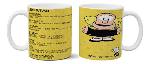 Taza De Cerámica Mafalda Libertad Importada Premium