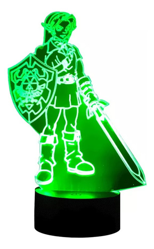 Lámpara 3d Link Legend Of Zelda Base Negra + Control Remoto