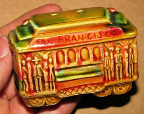 Antiguo Salero Ceramica Mayolica Tranvia San Francisco