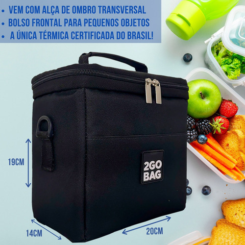 Kit Lancheira Térmica 2gobag Escolar Mini Black Pequena
